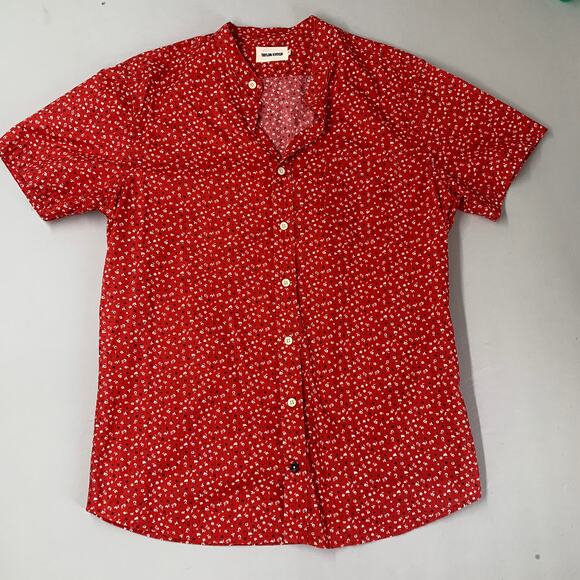 Taylor Stitch Red Casual Button Down Shirt with Geometric Pattern - Picture 4 of 12
